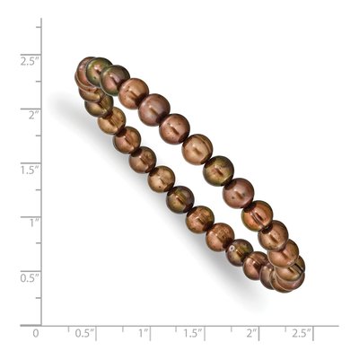 Brown Freshwater Pearl Stretch Bracelet – view 2