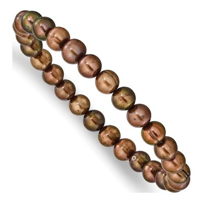 Brown Freshwater Pearl Stretch Bracelet