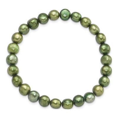 Green Freshwater Pearl Stretch Bracelet, 6-7mm – view 2