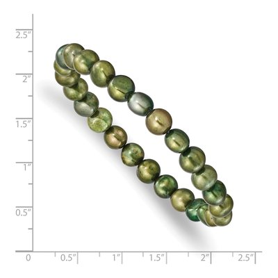 Green Freshwater Pearl Stretch Bracelet, 6-7mm – view 3