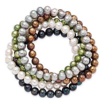 5-Piece Freshwater Pearl Stretch Bracelet Set – view 2