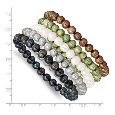 5-Piece Freshwater Pearl Stretch Bracelet Set – view 3