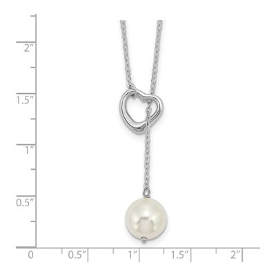 Sterling Silver Simulated Pearl Shell Heart Necklace – view 3
