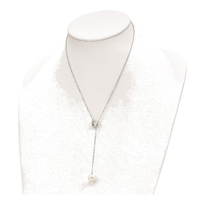 Sterling Silver Simulated Pearl Shell Heart Necklace – view 4