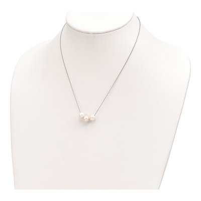 Sterling Silver Freshwater Cultured Pearl Near-Round Necklace – view 4