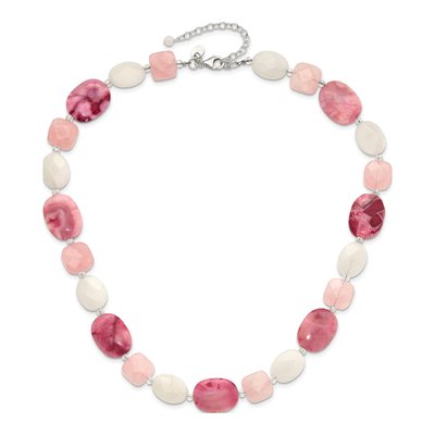 Sterling Silver Agate & Crystal Statement Necklace – view 3