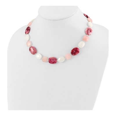 Sterling Silver Agate & Crystal Statement Necklace – view 4