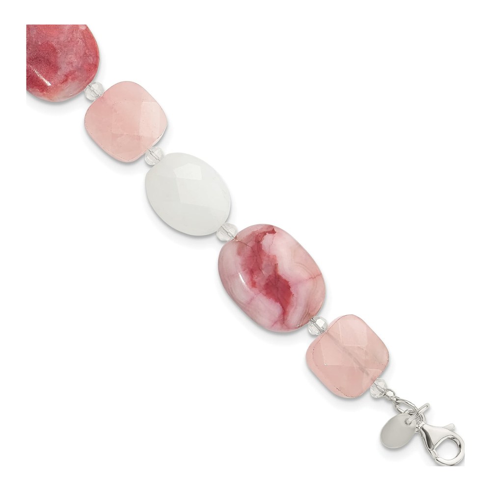 Sterling Silver Agate & Crystal Bracelet