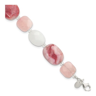 Sterling Silver Agate & Crystal Bracelet