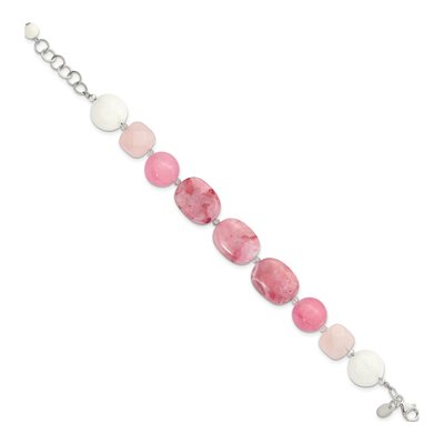 Sterling Silver Agate & Crystal Multi-Stone Bracelet – view 2