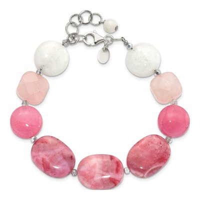 Sterling Silver Agate & Crystal Multi-Stone Bracelet – view 4