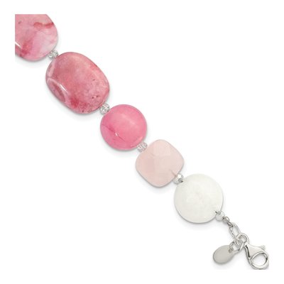Sterling Silver Agate & Crystal Multi-Stone Bracelet