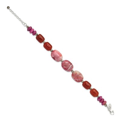 Sterling Silver Agate & Crystal Multi Bracelet – view 2