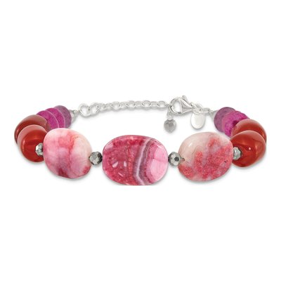 Sterling Silver Agate & Crystal Multi Bracelet – view 3