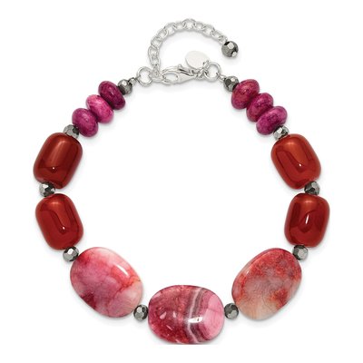 Sterling Silver Agate & Crystal Multi Bracelet – view 4