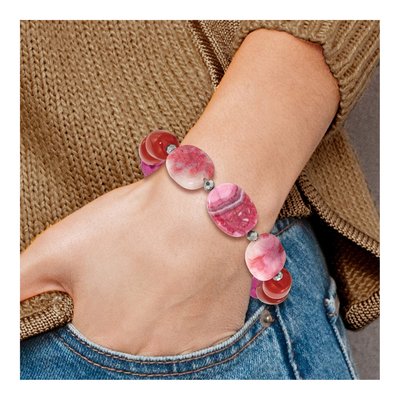 Sterling Silver Agate & Crystal Multi Bracelet – view 6