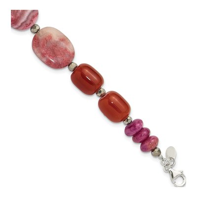 Sterling Silver Agate & Crystal Multi Bracelet
