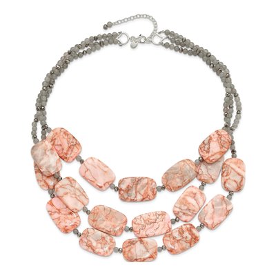 Sterling Silver Crystal Jasper 3-Strand Necklace – view 3