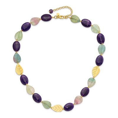 Gold-Plated Sterling Silver Amethyst Fluorite Necklace – view 2
