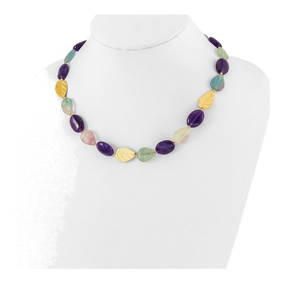 Gold-Plated Sterling Silver Amethyst Fluorite Necklace – view 3