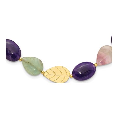 Gold-Plated Sterling Silver Amethyst Fluorite Necklace