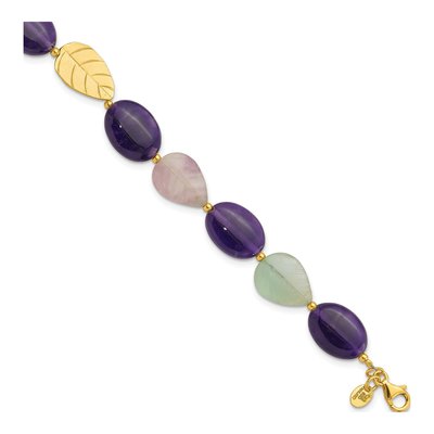 Gold-Plated Sterling Silver Amethyst Fluorite Bracelet
