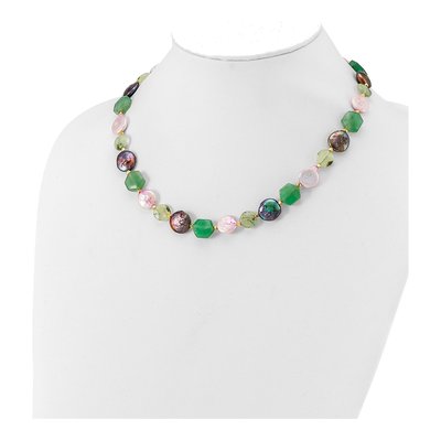 Gold-Plated Sterling Silver Freshwater Cultured Pearl Multi-Color Necklace – view 2