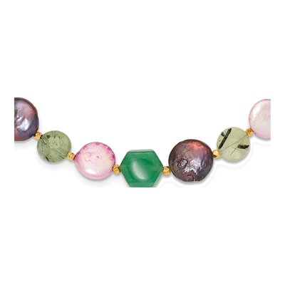 Gold-Plated Sterling Silver Freshwater Cultured Pearl Multi-Color Necklace
