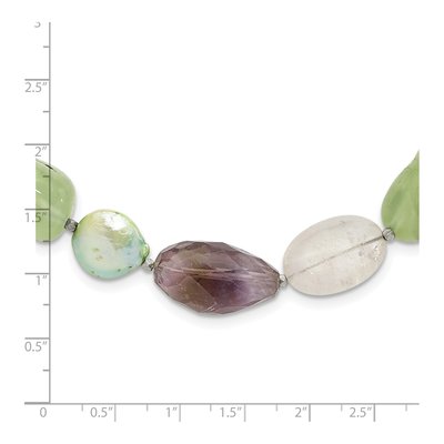 Sterling Silver Green Freshwater Cultured Pearl & Amethyst Necklace – view 4