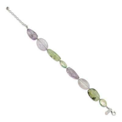 Sterling Silver Amethyst & Green Freshwater Cultured Pearl Bracelet – view 2