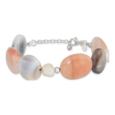 Sterling Silver Agate & Freshwater Cultured Pearl Bracelet – view 3