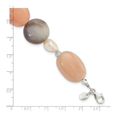 Sterling Silver Agate & Freshwater Cultured Pearl Bracelet – view 5