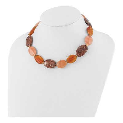 Gold-Plated Sterling Silver Aventurine Carnelian Jasper Necklace – view 2