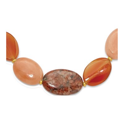 Gold-Plated Sterling Silver Aventurine Carnelian Jasper Necklace