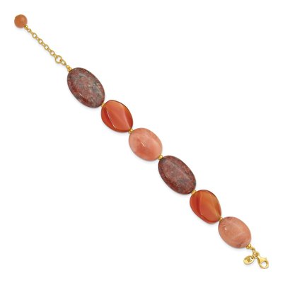Gold-Plated Sterling Silver Aventurine Carnelian Jasper Bracelet – view 2