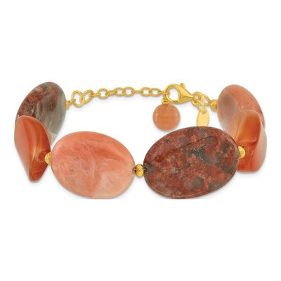 Gold-Plated Sterling Silver Aventurine Carnelian Jasper Bracelet – view 3