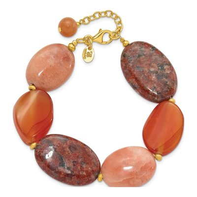 Gold-Plated Sterling Silver Aventurine Carnelian Jasper Bracelet – view 4