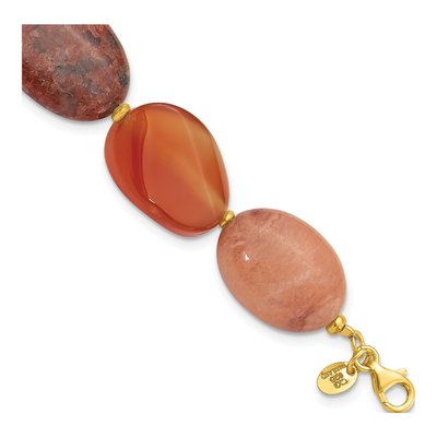 Gold-Plated Sterling Silver Aventurine Carnelian Jasper Bracelet