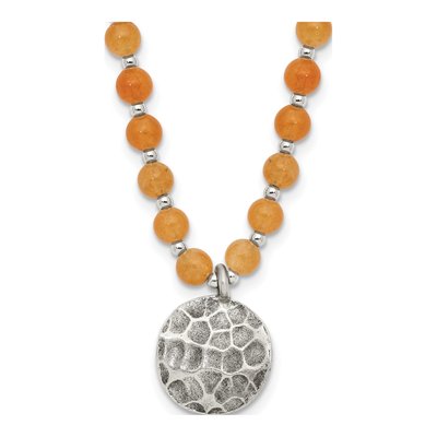 Sterling Silver Oxidized Aventurine Beaded Necklace