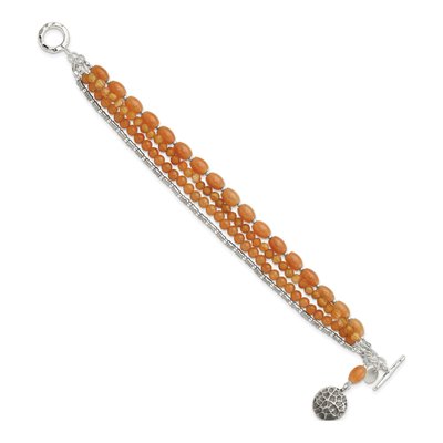 Sterling Silver Aventurine Carnelian 4-Strand Bracelet – view 2