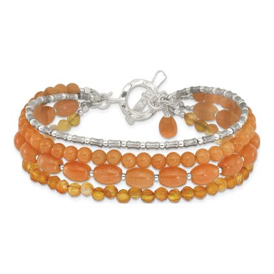 Sterling Silver Aventurine Carnelian 4-Strand Bracelet – view 3