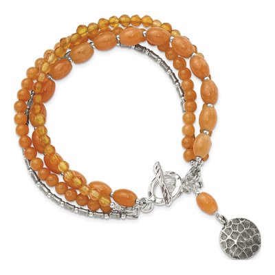 Sterling Silver Aventurine Carnelian 4-Strand Bracelet – view 4