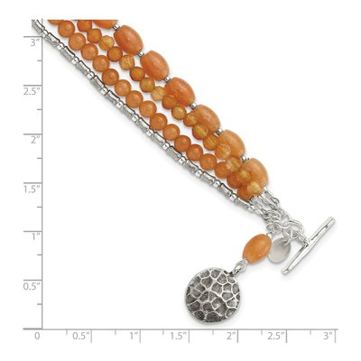 Sterling Silver Aventurine Carnelian 4-Strand Bracelet – view 5