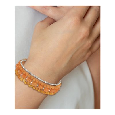 Sterling Silver Aventurine Carnelian 4-Strand Bracelet – view 6