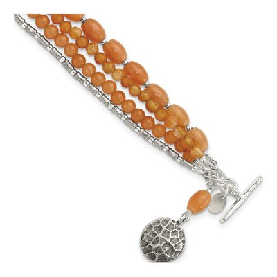 Sterling Silver Aventurine Carnelian 4-Strand Bracelet