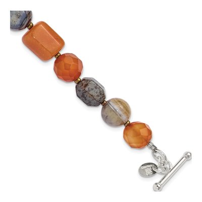 Sterling Silver Crystal Multi Toggle Bracelet