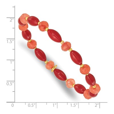 Gold-Plated Sterling Silver Coral Jade Stretch Bracelet – view 4
