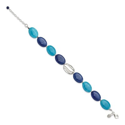 Sterling Silver Hematite Jade Lapis Bracelet – view 2
