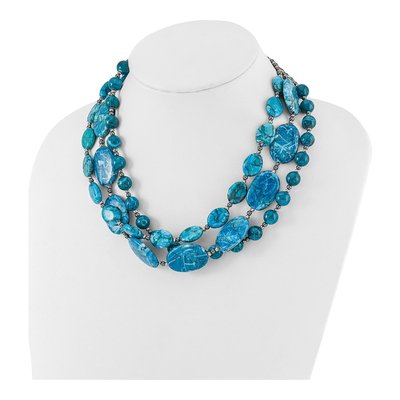 Sterling Silver Crystal Hematite Howlite Beaded Necklace – view 2