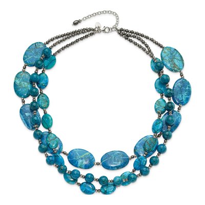 Sterling Silver Crystal Hematite Howlite Beaded Necklace – view 3